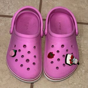 CROCS Kids Pink Slippers with Playful Charms